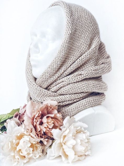 Crochet hooded scarf