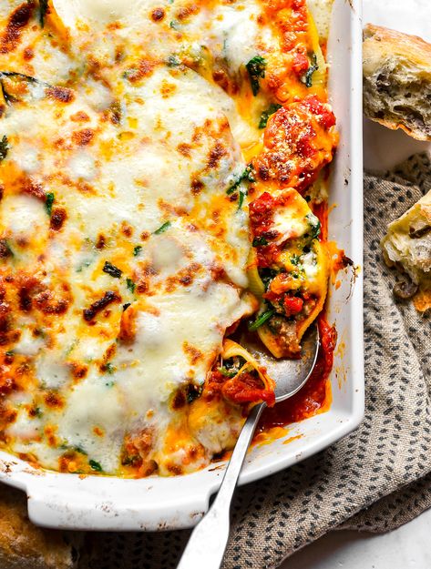 Stuffed Conchiglioni, Spicy Red Sauce, Italian Pasta Bake, Chicken Ricotta, Shells Stuffed, Summer Mediterranean, Classic Italian Pasta, Jumbo Pasta Shells, Pasta Shells