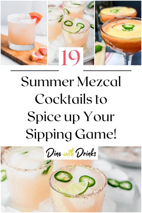 Collage of 4 summer mezcal cocktails. Summer Mezcal Cocktails, Craft Cocktail Recipe, Mezcal Cocktails, Unique Drink, Craft Cocktail, Unique Cocktails, Food Info, Summer Refreshments, Craft Cocktails