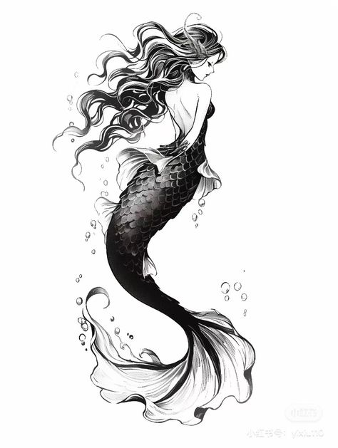 Mermaid Tattoo Ribs, Mermaid Tattoo Designs For Women, Mermaid Skeleton Tattoo, Female Grim Reaper Tattoo, Mermaid Back Tattoo, Siren Tattoo Dark Mermaid, Siren Mermaid Tattoos, Mermaid Tail Tattoo, Mermaid Pinup