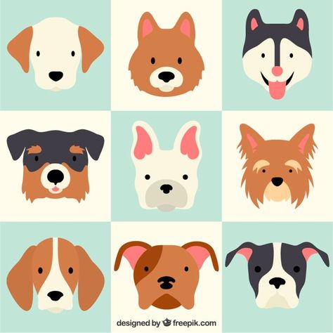 Razas de perros encantadores | Free Vector #Freepik #freevector #perro #animal #lindo #animales Bulldog Francese, 강아지 그림, Dog Vector, Tableau Art, Puppy Party, Types Of Dogs, Cookie Ideas, Dog Illustration, Dog Drawing