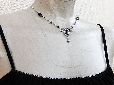 Gothic Wedding Jewelry, Victorian Gothic Jewelry, Necklace Star, Necklace Moon, Neo Victorian, Gothic Earrings, Gothic Victorian, Gothic Necklace, Silver Bead Necklace