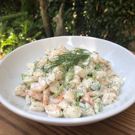 Dill Shrimp, Dill Salad Recipe, Shrimp Macaroni Salad, Shrimp Salad Sandwich, Go To Meals, Shrimp Pasta Salad, Fish Entrees, Dill Recipes, Summer Bbq Recipes