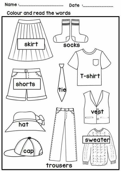 Clothes Worksheets For Kindergarten, Clothes Worksheets For Kids Activities, Clothes Preschool Activities, Clothes Worksheets For Kids, Clothes Activities For Preschool, Shape Activities Kindergarten, Clothes Worksheet, School Kids Activities, Preschool Activities Printable