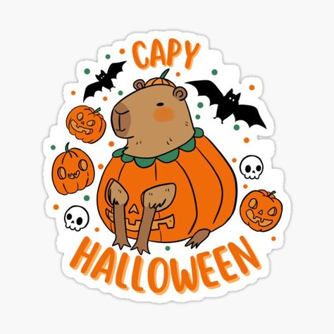 Capybara Halloween, Capybara Illustration, Cute Capybara, Adornos Halloween, Cute Fall Wallpaper, Pumpkin Costume, Costume For Halloween, Halloween Sticker, Halloween Pins