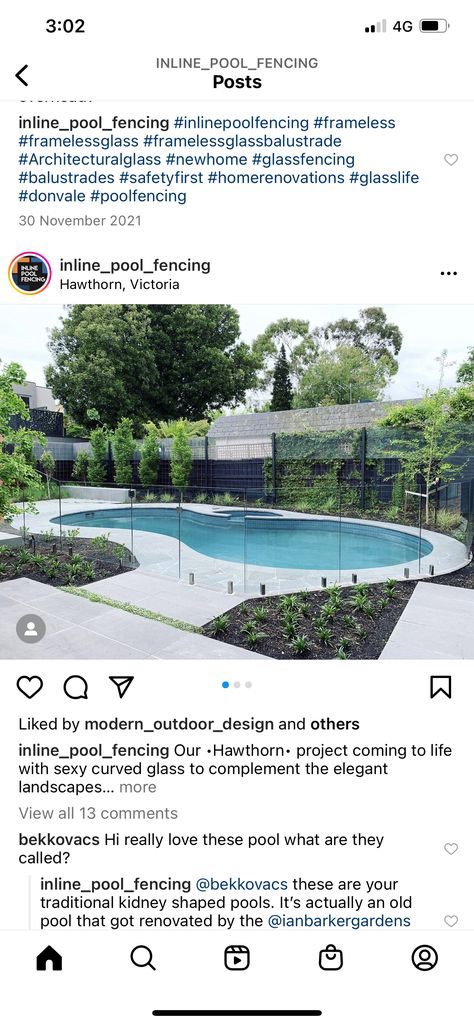 Kidney Shaped Pool Renovation, Modern Kidney Shaped Pool, Kidney Shaped Pool Landscaping, Curved Pool Fence, Curved Pool Design, Kidney Pool Landscaping, Kidney Shaped Pool Ideas, Pool Styling, Curved Pool