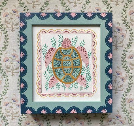 Hand Painted Frames Folk Art, Painted Wooden Picture Frames, Cute Painted Frames, Painting Photo Frames, Picture Frame Art Ideas, Cute Painted Picture Frames, Hand Painted Picture Frame, Painted Photo Frames Diy, Painted Picture Frames Diy Creative