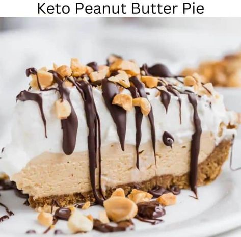 Keto Peanut Butter Pie - Keto Recipes Keto Peanut Butter Pie, Keto Pie, Chocolate Pie Crust, Chocolate Cookie Crust, Sugar Free Peanut Butter, Keto Treats, Best Keto Bread, Keto Peanut Butter, Keto Fast