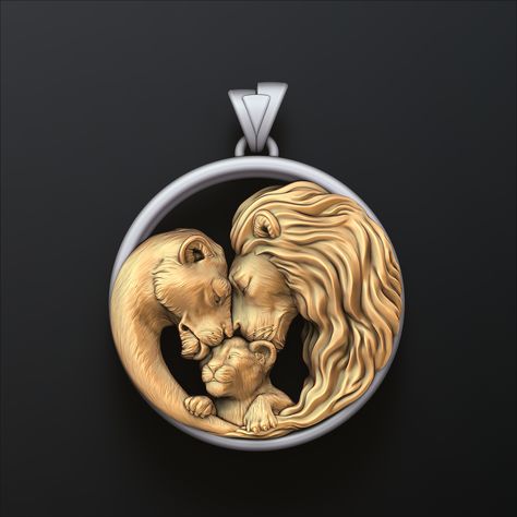 Lions Family Pendant 3D print model 🏷️The link to order is in bio. #3d #pendant #cad #jewelry #3dmodel #lion #lions #lioness #cub Lions Family, Family Pendant, 3d Pendant, Lion Family, Jewellery Design Sketches, Wooden Animals, Pop Design, Animal Heads, Mens Pendant