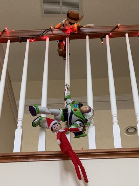 Elf On The Shelf With Woody And Buzz, Elf On The Shelf Toy Story, Elf 2024, Buzz And Woody, Elf Toy, Toddler Ideas, Awesome Elf On The Shelf Ideas, Woody And Buzz, Woody Toy Story