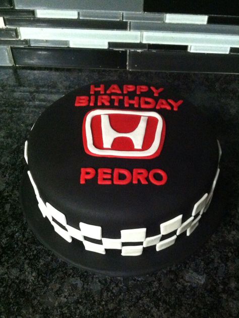 Honda cake Honda Birthday Party Ideas, Honda Birthday Cake, Honda Cake Ideas, Car Cakes For Men, Car Cakes For Boys, Cars Cake Design, 50th Birthday Party Ideas For Men, Hot Wheels Cake, Car Cakes