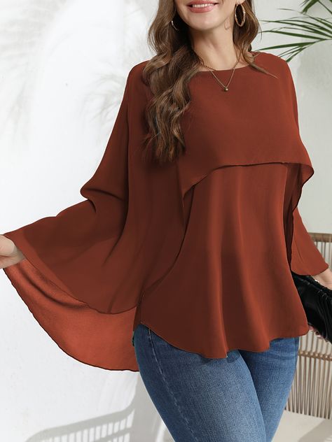 Women's Plus Size Elegant Mesh Blouse with Batwing Sleeves and Layered Design - Stylish and Comfortable Top for Any Occasion https://share.temu.com/dfPqJri4LNA via @shoptemu Plus Size Elegant, Mesh Blouse, Layered Design, Comfortable Tops, Batwing Sleeve, Layers Design, Bat Wings, Casual Fashion, Chips