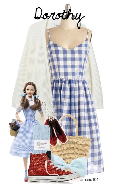 "Dorothy" by amarie104 ❤ liked on Polyvore featuring Monki, Sensi Studio, Johnstons, Converse and mycardi Dorothy Costume Diy, Disney Bound Outfits Casual, Easy Halloween Costumes For Women, Dorothy Costume, Princess Inspired Outfits, Sundress Outfit, Tiktok Outfits, Disney Outfit, Character Inspired Outfits