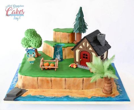 This cake is for my granddaughter’s 9th birthday. Animal Crossing Birthday Cake Ideas, Animal Crossing Cake Ideas, Animal Crossing Birthday Cake, Acnh Crafts, Animal Crossing Birthday Party, Animal Crossing Cake, Animal Themed Birthday Party, For My Granddaughter, Mario Birthday Party