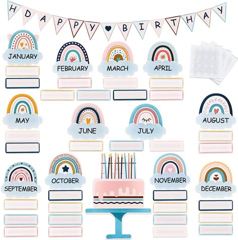 60 Pieces Boho Classroom Decor Birthday Bulletin Board Decorations Set Rainbow Bulletin Board Decor Classroom Chart Wall Decoration Cutouts for School Calendar Birthday Border (Blue Series) Birthday Border, Rainbow Bulletin Boards, Birthday Bulletin Board, Calendar Bulletin Boards, Calendar Birthday, Boho Classroom Decor, Classroom Borders, Birthday Bulletin Boards, Boho Classroom