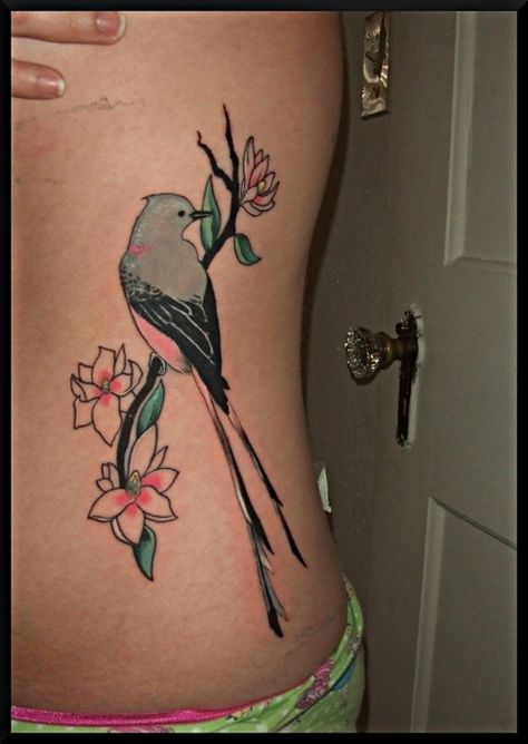 Scissor tail flycatcher Scissor Tail Bird, Scissortail Flycatcher, Body Branding, Lower Belly Tattoos, Tail Tattoo, Cage Tattoos, Cuff Tattoo, Tattoo Thoughts, Crazy Tattoos