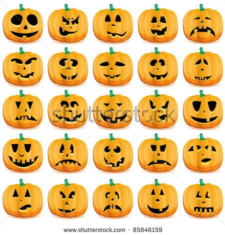 Big set of halloween pumpkins with Jack O`Lantern face, vector illustration - stock vector Carving Templates, Halloween Pumpkin Carving, Halloween Pumpkin Carving Stencils, Hantverk Diy, Creative Pumpkin Carving, Easy Pumpkin Carving, Scary Pumpkin Carving, Pumpkin Carving Patterns, Jack O Lantern Faces