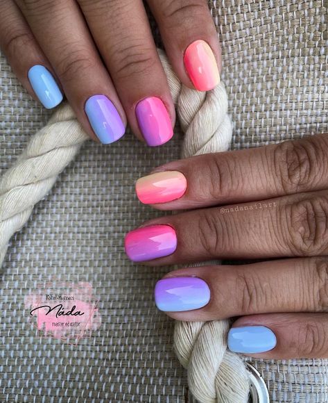 Cute Nails Designs, Bright Summer Nails Designs, Sunset Nails, Beach Nail Designs, Beach Nail, Beachy Nails, Nails Art Designs, Summer Nail Designs, Bright Summer Nails