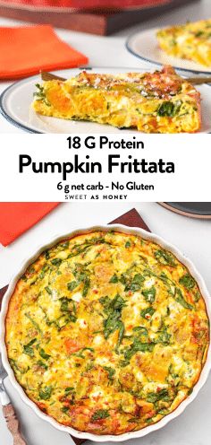 Pumpkin Feta Frittata, Pumpkin Spinach Feta Frittata, Fall Frittata Recipes, Pumpkin Frittata, Spinach Feta Frittata, Pumpkin And Feta, Fritata Recipe, Breakfast Egg Bake, Healthy Frittata