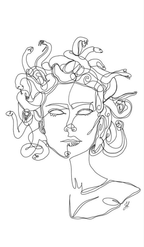 Medusa Line Work Tattoo, Line Art Goddess, Medusa Line Tattoo Design, Line Art Snake Tattoo, Fine Line Madussa Tattoo, Fine Line Medusa, Greek Bust Tattoo Minimalist, Medusa Tattoo Linework, Line Art Medusa