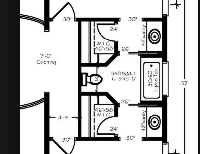 Jack And Jill Bathroom Ideas Layout, Jack And Jill Bathroom Layout, Jack And Jill Bathroom Ideas, Bathroom Blueprints, Bathroom Floorplan, 3 Bedroom Home Floor Plans, Jack N Jill Bathroom Ideas, Bathroom Dimensions, Bathroom Layouts