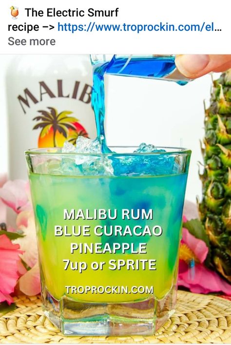 Cocktails With Malibu Rum, Malibu Rum Drinks, Rum Drinks Recipes, Malibu Drinks, Frosty Recipe, Fun Drink Recipe, Fun Drinks Alcohol, Alcholic Drinks, Summer Drinks Alcohol