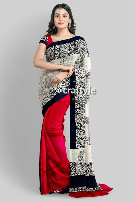 Silk Mark Certified Hand Block Printed Saree With Blouse - Etsy Block Printed Saree, Block Print Saree, Print Saree, Silk Saree With Blouse, Printed Saree, Silk Sari, Sari Silk, Saree With Blouse, Pure Silk Sarees