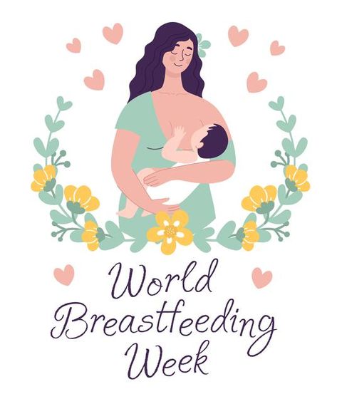 August Illustration, World Breastfeeding Week, Breastfeeding Week, Holding A Baby, Illustration Simple, Vector Poster, Baby Illustration, Holding Baby, Drawing Projects