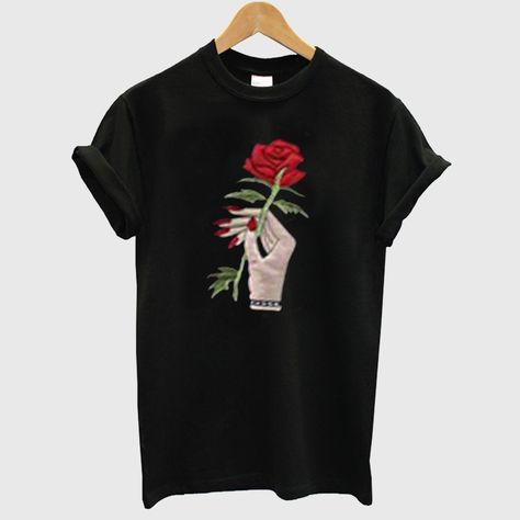 Rose Red Rose T Shirt Flower Dresses Outfit, Rose T Shirt, Red Decor, Cloth Flowers, One By One, Direct To Garment Printer, Flower Dresses, Red Rose, Black Tshirt