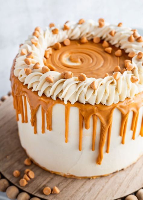 Butterscotch Cake With Pretzel Brownies| Stephanies Sweet Treats |Steph Scotch Cake, Butterscotch Frosting, Caramel Cakes, Pretzel Brownies, Homemade Butterscotch, Choco Cake, Cake Flavours, Brown Sugar Cakes, Butterscotch Cake