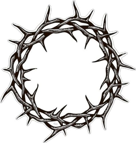 Torn Crown Tattoo, Ring Of Thorns Tattoo, Thorn Circle Tattoo, Crown Of Thorns Elbow Tattoo, Crown Of Thorns Drawing Simple, Crown Thorns Tattoo, Thorn Crown Drawing, Thorn Drawing, Crown Of Thorns Drawing