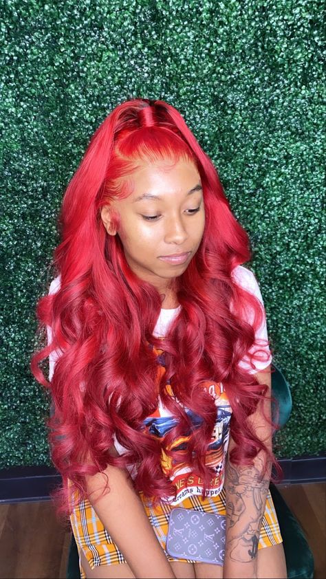 Kay on Twitter: "I really love doing red installs ! frontal sew in , color by me❤️❤️… " Hair Colorful, Weave Ponytail Hairstyles, Virgin Hair Wigs, Hair Aesthetic, Hair Red, Hair Ponytail Styles, Hair Laid, Dope Hairstyles, Front Lace Wigs Human Hair