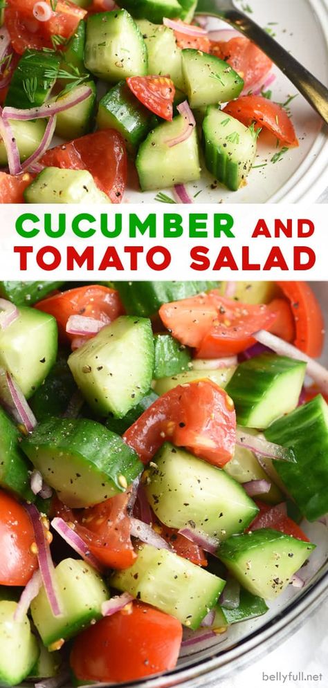 Cucumber And Tomato Salad, Cucumber And Tomato, Tomato Salad Recipe, Salad Cucumber, Salad Buah, Tomato Salad Recipes, Cucumber Tomato Salad, Salad Pasta, Cucumber Recipes Salad