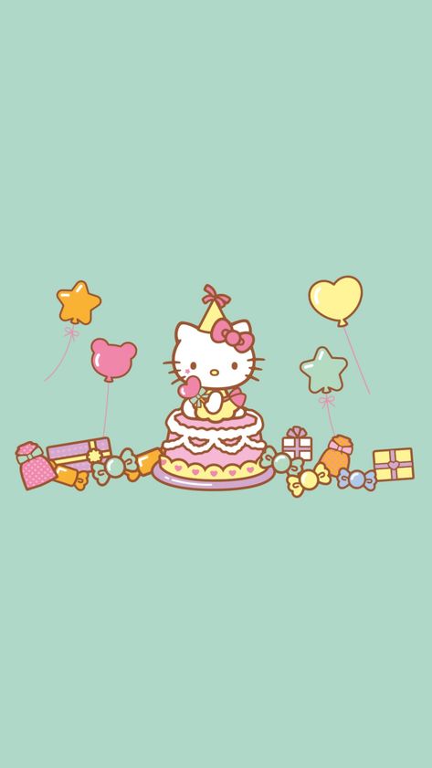 Birthday Hello Kitty Wallpaper, Hello Kitty Birthday Wallpaper, Hello Kitty Cumpleaños, Hello Kitty Theme Party, Minnie Mouse Birthday Decorations, Hello Kitty Printables, Hello Kitty Birthday Party, Kawaii Background, Hello Sweetie