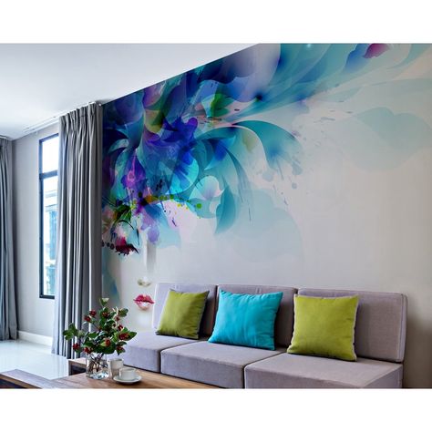 Brewster Home Fashions Beautiful Art 8' x 118" 6 Piece Wall Mural Set & Reviews | Wayfair Art Wall Mural, Diy Wand, Wall Murals Painted, Funky Home Decor, Wall Paint Designs, Wallpaper Tumblr, Mural Wall Art, A Living Room, Colorful Paintings