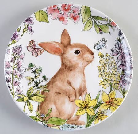 Bunny Ceramic, Easter Plates, Bunny Pattern, Pedestal Cake Stand, Stoneware Dinnerware, Pattern Code, Solid Background, Ceramic Plate, Tableware Accessories