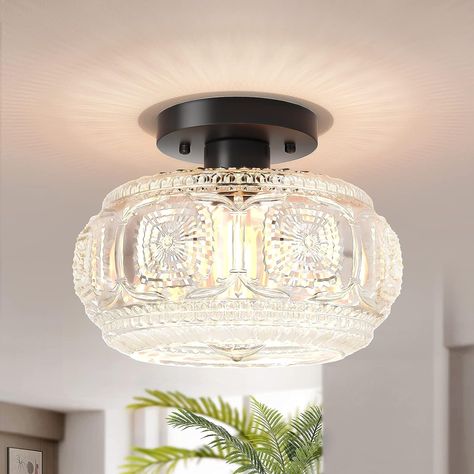 Hallway Light Fixtures, Glass Ceiling Light, Black Light Fixture, Glass Ceiling Lights, Semi Flush Ceiling Lights, Hallway Lighting, Light Fixtures Flush Mount, Ceiling Light Fixture, Hanging Light Fixtures