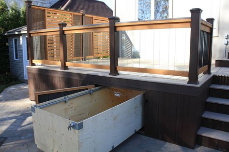 Contemporary Deck - Contemporary - Deck - Montreal Built In Deck Storage, Under Decking Storage, Under Deck Storage Drawer, Under Patio Storage, Under Deck Drawers, Front Porch Storage Ideas, Under Porch Storage, Deck Drawers, Porch Storage Ideas