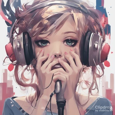 Headphones Drawing, Headphones Art, Girl With Headphones, Photography Wallpaper, Cute Anime Pics, An Anime, Comic Books Art, Girl Drawing, Aesthetic Art