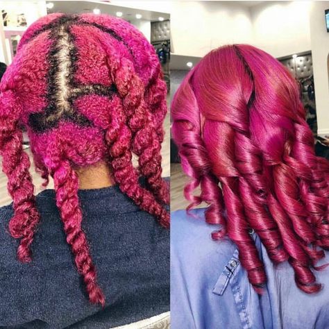 Silk press @tre_ismyname Fuchsia Hair Color Black Women, Fuchsia Hair, Glamour Hairstyles, Hairstyles For Straight Hair, Pressed Natural Hair, Silk Press Natural Hair, Lace Fronts, Dyed Natural Hair, Silk Press