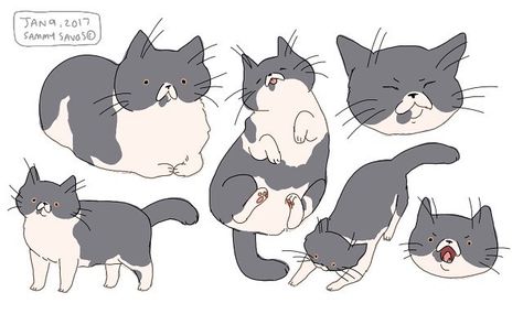 pinterest: @ edgytortilla Animal Drawings Cat, Sammy Savos, Draw A Dog, 강아지 그림, Animal Doodles, Cats Illustration, Animal Sketches, Cute Animal Drawings, Cat Illustration