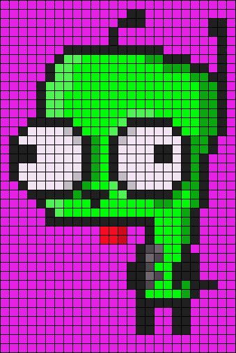 Perler Bead Patterns Invader Zim, Gir Perler Pattern, Gir Perler Bead, Invader Zim Alpha Pattern, Gir Kandi Pattern, Johnen Vasquez, Gorillaz Alpha Pattern, Dog Robot, Rave Bae