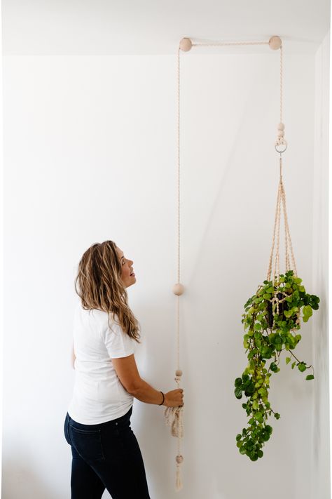 How to Hang Our NEW Wooden Ball + Rope Modern Hanging Plant Pulley Indoor Plants Ideas Decor, Hanging Plant Indoor, Plant Pulley, Indoor Plant Ideas, Macrame Inspiration, Plant Indoor, Plants Ideas, Green Oasis, Vintage Revival