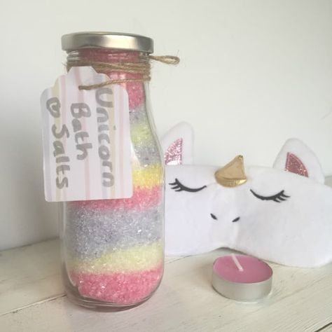 Super Cute Unicorn Bath Salts DIY.... | The Diary of a Frugal Family Rainbow Table, Bath Salts Diy, Natural Face Cleanser, Frugal Family, Baby Elephants, Unicorn Crafts, Homemade Bath Products, Nails Polish, Diy Health