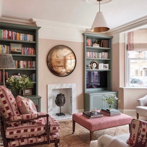 The colours and textures all work so well together in this wonderful room by @harrietsale. We also love that it features @pookylights’ Regular Grouper mirror and Super Stanley pendant in glossy white 📸 @astridtemplier Credit: @pookylights Interior Garden Design, London Living Room, Living Room Built Ins, Living Room Design Inspiration, Interior Design Business, Modern Fireplace, Dream Living, Cozy Interior, Front Room