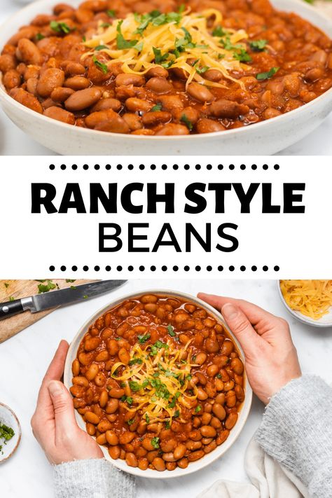 Ranch Beans Recipe, Ranch Style Beans Recipe, Thick Chili, Chili Gravy, Ranch Style Beans, Vegetarian Main Meals, Vegetarian Drinks, Healthy Vegan Breakfast, Vegan Side Dishes