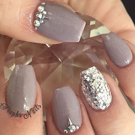 Silver Dip Nails, Stephs Nails, Quince Nails, Year Nails, Grey Nail, Fail Nails, Nails Styles, Prom 2016, Fantasy Nails