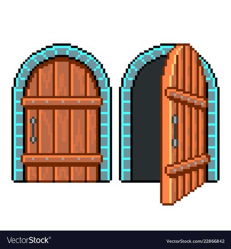 Pixel Art Wood Floor, Door 2d Design, Open Door Illustration, Door Cross Stitch, Open Door Vector Illustrations, Detailed Illustration, Door Open, Door Detail, Png Images