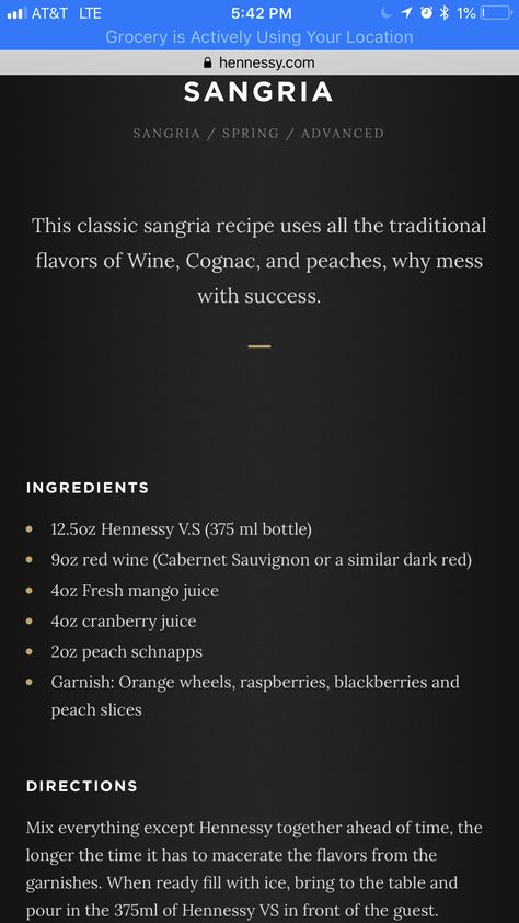 Hennessy Sangria, Hennessy Sangria Recipe, Hennessy Vs, Drink Board, Red Sangria Recipes, Red Wine Sangria, Sangria Recipe, New Things To Try, Yummy Alcoholic Drinks