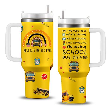 PRICES MAY VARY. 【Unique Design】Designed with School bus driver in mind, Show your appreciation in a fun and heartwarming way to our Bus Driver, It's the perfect present for Thanksgiving, New Year, Christmas, or any occasion 【High Quality-1】This cup is made of food-grade stainless steel, bisphenol A-free, double-wall vacuum, not easy to break, and rust-proof. Leak-proof lid allow you to enjoy your drinks without worrying about spills or messes 【High Quality-2】Double-wall insulation provides a va Bus Driver Thank You, Bus Driver Appreciation Gifts, Bus Driver Tumbler, Bus Driver Appreciation, Cup Print, Bus Driver Gifts, Office Gym, School Bus Driver, Tumbler With Handle